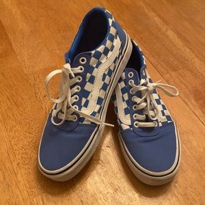 Vans LIKE NEW sift blue & white checkerboard lace up sneakers M8, W10 UNISEX